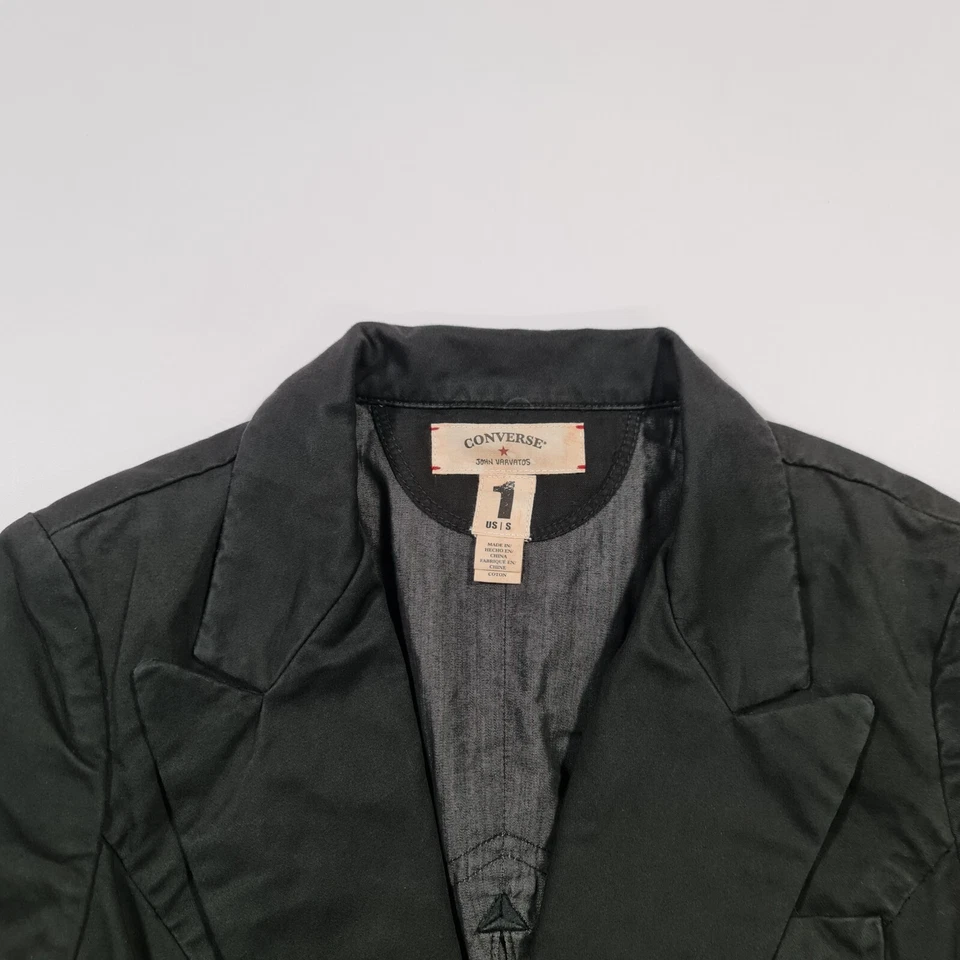 John Varvatos Converse Damen Blazer Schwarz Kleine Schnürärmel Baumwolle Jacke - Bild 2 von 4