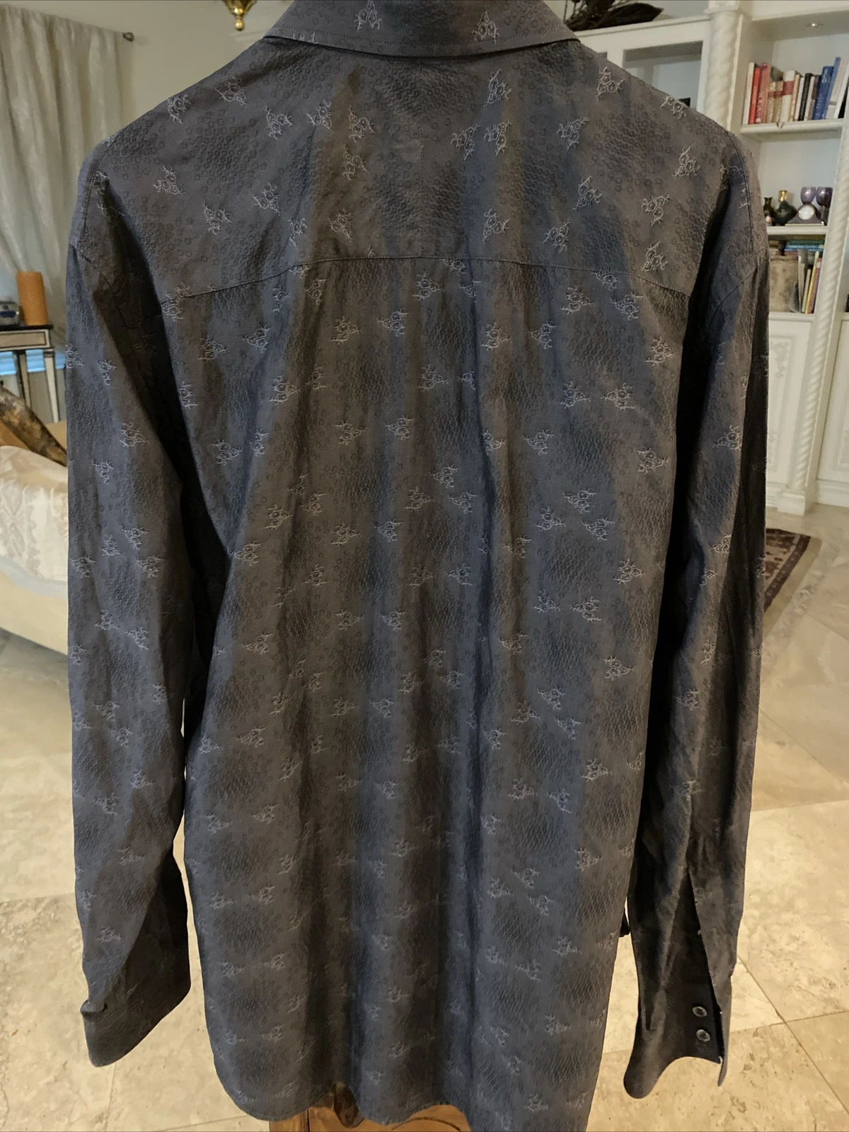 Camicia abito floreale testurizzata grigio Kenzo Designer con bottoni sul davanti 44 17 5 vestibilità slim