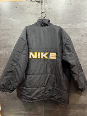 Mens Vintage 90s Nike Black Puffer Jacket Big Logo Size XL | eBay