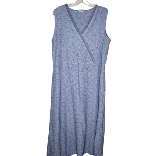 Vintage CP Shades Sausalito Dress blue womens Large Flower Print 80’s v neck