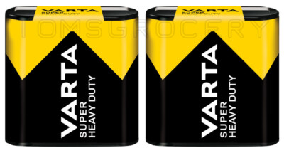 2 VARTA SUPER HEAVY DUTY 3R12 4.5V Zinc Carbon Batteries