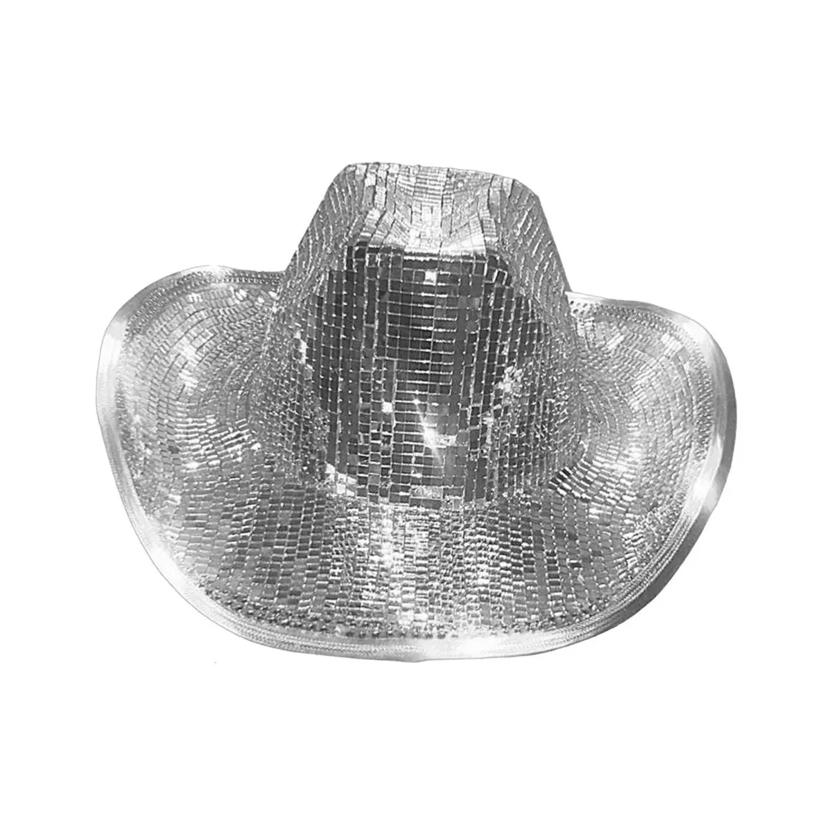 Mirror Ball Cowboy Hat Dance Hat Disco Cap for Girls Boys Men