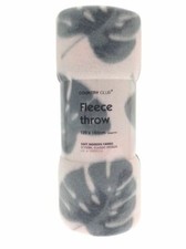 RETRO STYLE JUNGLE PALM PINK GREY PICNIC FLEECE BLANKET THROW COVER NEW