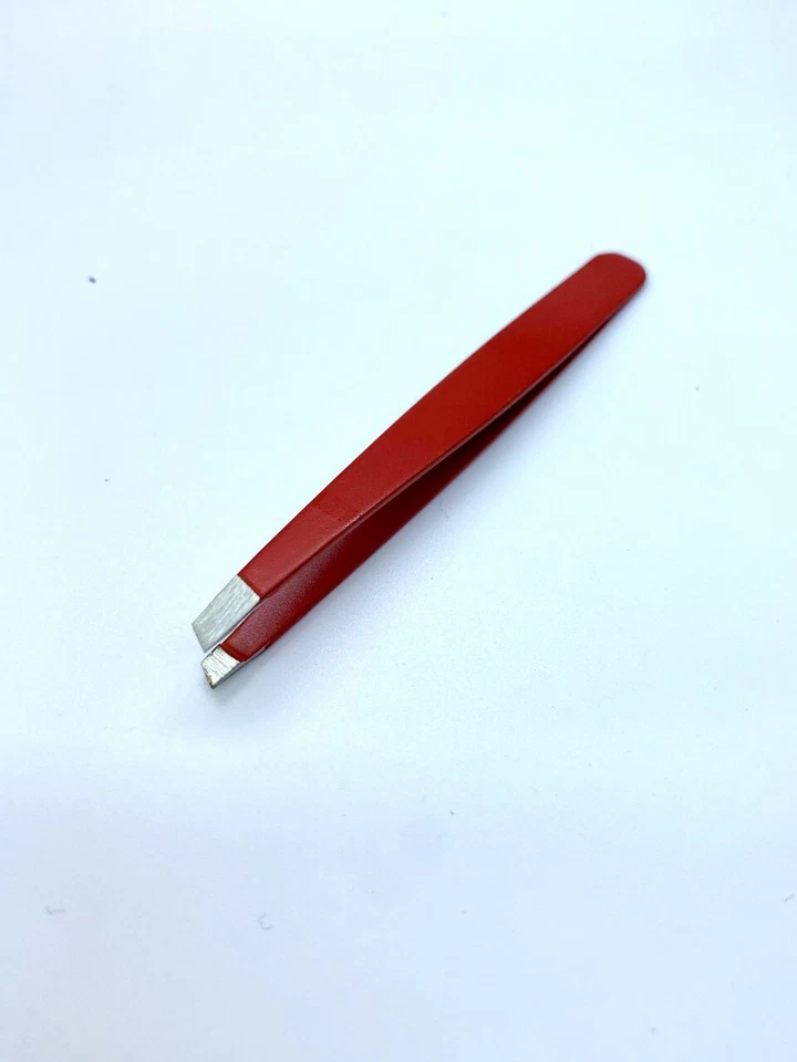 OLAX HIGH QUALITY EYEBROW TWEEZERS,STAINLESS STEEL SLANTED RED