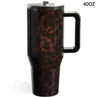 Acta Hydrojug Luxe Leopard Traveler 40oz Tumbler Cup Black Brown IN HAND Tumbler