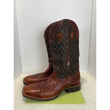 Twisted X Ruff Stock Brown Leather Diamond Qu...