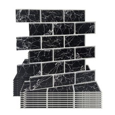 WoStick 10-Sheets Upgrade 2.5mm Thicker Kitchen Peel and Stick Tiles | Black ...