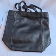 ILI New York Black Leather Tote Shoulder Bag Large Everyday Carry Purse