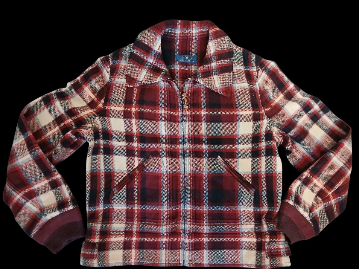 Vtg Polo Ralph Lauren Jacket Mens Small Wool Tartan Plaid Bomber 