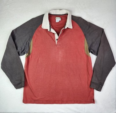 The Territory Ahead Mens XL 1/4 Button Pullover Sweatshirt Red Gray Green