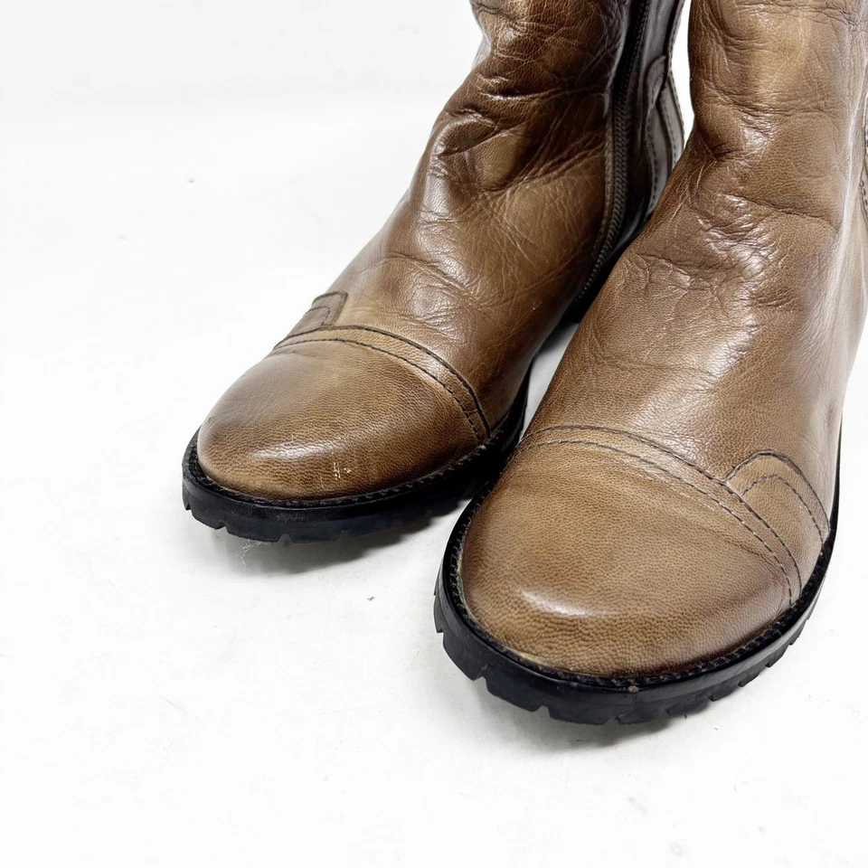 Botines de cuero antílope para mujer talla US7/EU38 UE marrón suela con cremallera lateral Foto 2 de 4