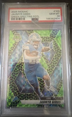 2025 Panini Mosaic - Jahmyr Gibbs #103 Spectris Green Mosaic Prizm /13