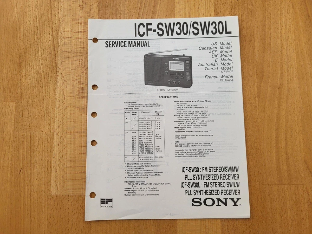 Sony ICF-SW35 Service Manual Receiver Radio Weltempfänger