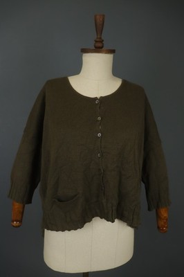 ELEMENTE CLEMENTE Brown Cotton Long Sleeve Button Front Cardigan Sweater Sz M/L