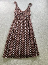 Mixit Women's Brown Pink Geometric Print Sleeveless Dress XS Nylon