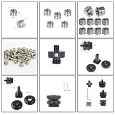 1/4" 3/8"Dual Nut Tripod Mount Screw to Flash Camera Hot Shoe Tripod Adapter