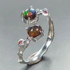 Jewelry gem Natural Black Opal Ring 925 Sterling Silver Size 7.5 /R461165