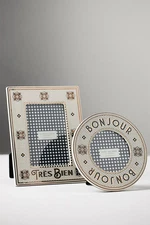 New Anthropologie The Bistro Tile Stoneware Frame-  Bon Jour or Tres Bien