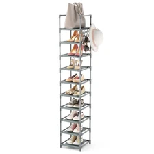 LANTEFUL 10-Tier Narrow Shoe Rack – Space-Saving Organizer for 10-15 Pairs