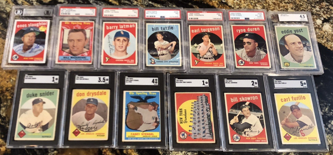 1959 MLB Lot of 13-DRYSDALE-SNIDER-STENGEL-MAZEROSKI-*ENOS SLAUGHTER auto*--PICS