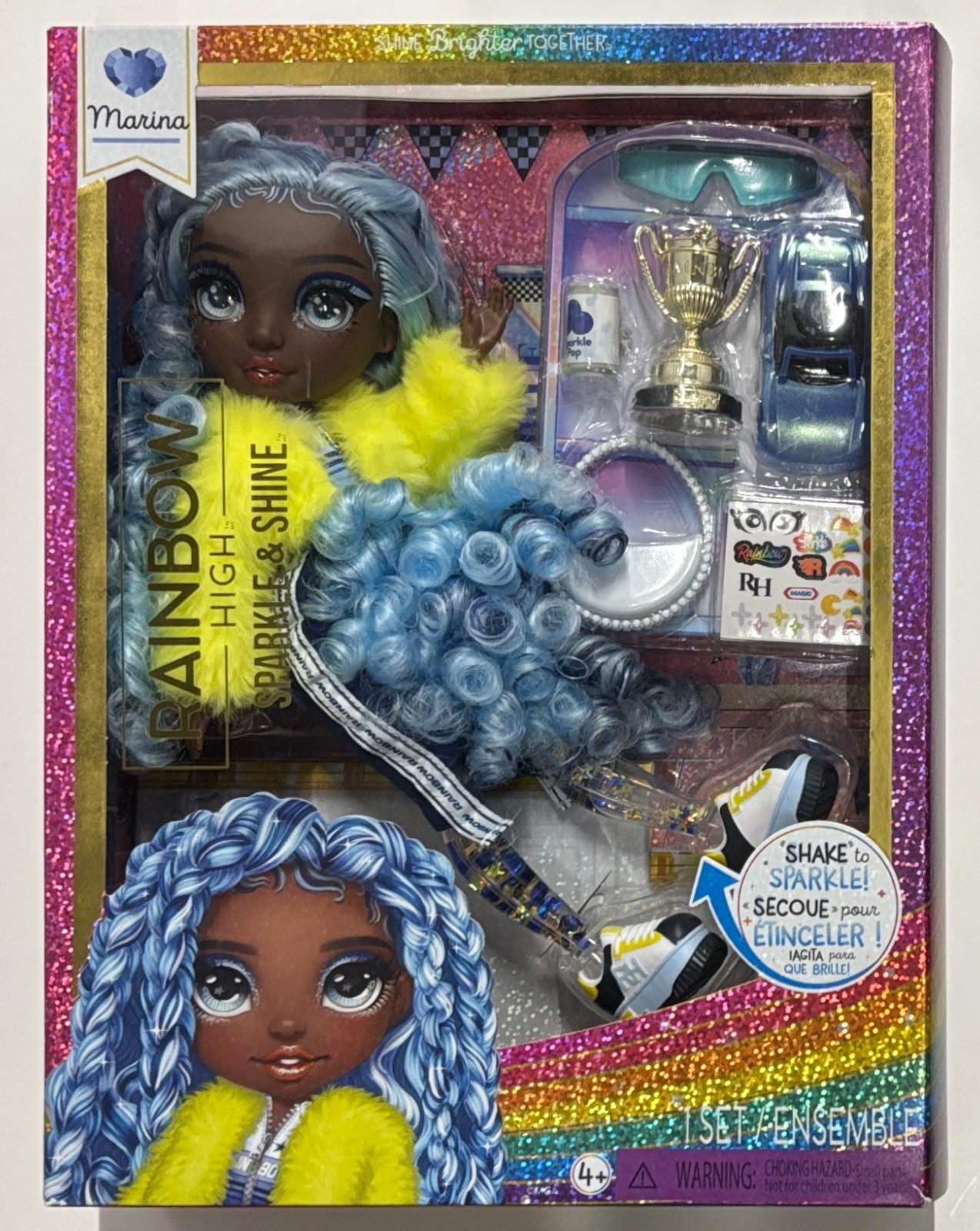 Rainbow High Sparkle & Shine Blue Hair Marina Doll Curly-Haired Figure by MGA