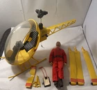 VTG GI Joe Adventure Team Yellow Helicopter works w/ Flocked Hair Pilot Hasbro