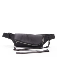 RICK OWENS black blistered neoprene silver zippers crossbody belt bag