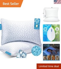 Adjustable Cooling Queen Pillows for Side, Back, and Stomach Sleepers - Set of 2
