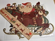 Vintage Beistle Christmas Santa In Sleigh w T...