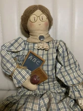 Vintage “Teacher” Rag Doll Handmade Country Primitive Frieda’s Friends TM.