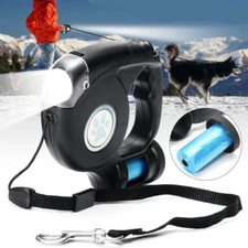 3 in 1 Retractable Dog Leash with LED Flashlight & Bag Dispenser