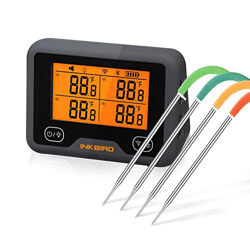 Wi-Fi Bluetooth Grill Thermometer, Wireless BBQ Thermometer with 4 Probes