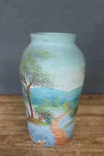 Extra Large Antique Texas Souvenir Bluebonnet Pottery Stoneware Vase
