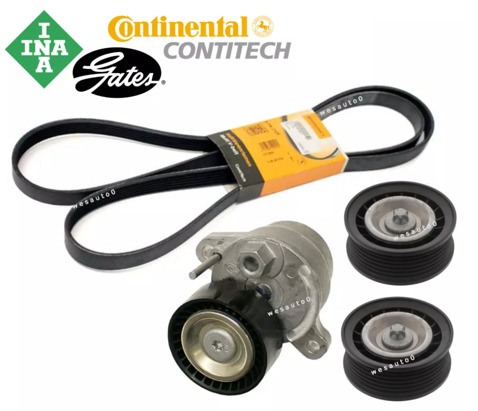 Mercedes GL450 GLS450 Belt Tensioner Idler Pulley Drive Belt Kit 4pcs OEM-image