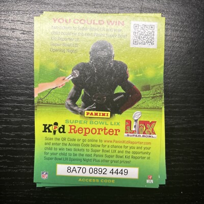 2024 Panini Super Bowl LIX Kid Reporter Unused Codes (26) NFL Football  