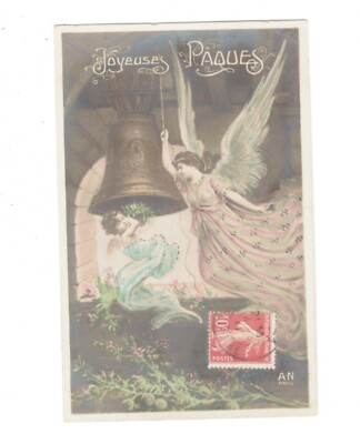 SE1166  GUARDIAN ANGEL TOLLS THE BELL EASTER HOLY RPPC