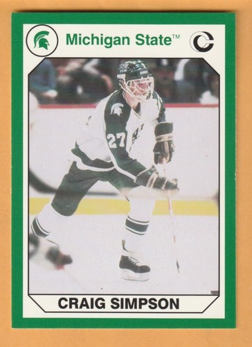 Craig Simpson Michigan State Spartans 1990 Card #97 Edmonton Oilers