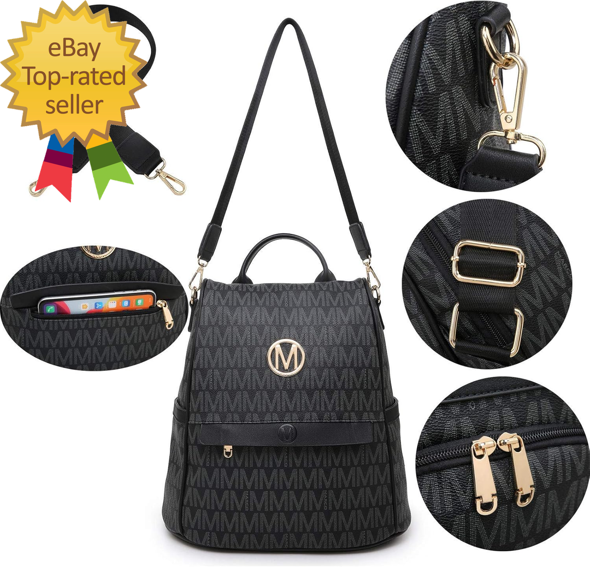 3136 MKP Fashion Backpack Purse Multi Pockets Signature Anti-Theft Rucksack MKP COLLECTION Women Fashion Backpack Purse Multi Pockets  main image 2