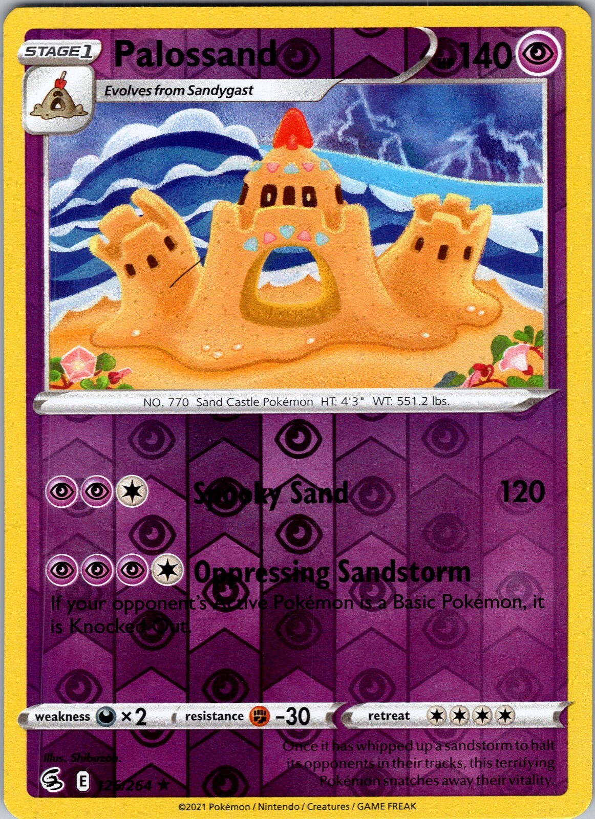 Pokemon TCG Palossand SWSH Fusion Strike 126/264 Reverse Holo Rare Card NM