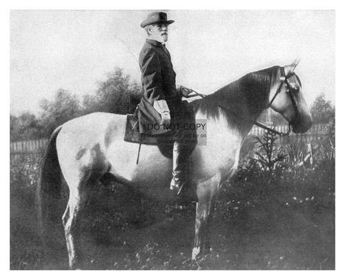 CONFEDERATE GENERAL ROBERT E. LEE RIDING WHITE HORSE STALLION 8X10 PHOTO