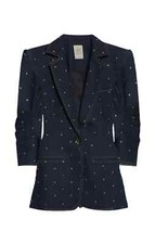 New Cinq A Sept Ditsy Rhinestone Khloe Blazer Indigo Sz 8 #sj325