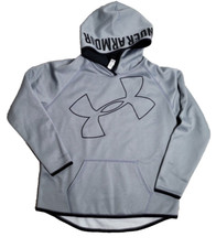 Under Armor Women's Pullover Hoodie Cold Gear Gray Fleece Size YXL Girls Women S