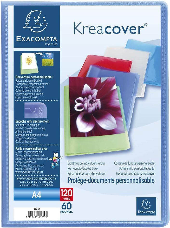 Thumbnail - Exacompta 5769e Sichtmappe Pp 500µ 60 Hüllen Krea Cover Chromaline Din