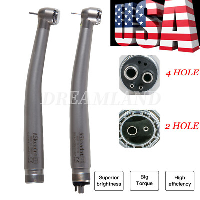Dental Fiber Optic LED E-generator High Speed Handpiece 2/4Holes Fit NSK USA