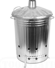 90 Litre Galvanized INCINERATOR - FIRE - Burner - DUSTBIN - Leaves - Rubbish UK