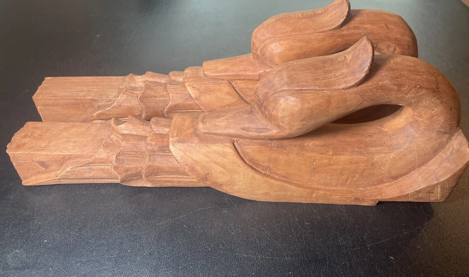 批量 2 件 古董 装饰 雕刻 鸭门把手 复古修复五金件 — 第 3/4 张图片