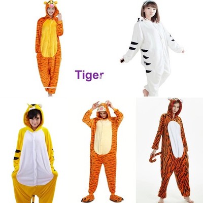 Winter Kigurumi flannel unisex animal Cartoon Tiger Costume Pajamas adult & Kids