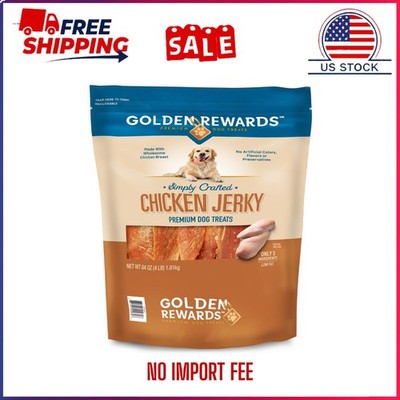 Golden Rewards Chicken Flavor Premium Dry Jerky Treats for All Dogs 64 oz