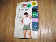 Package of 3 FRUIT Of The LOOM Trunks BOXER BRIEFS Size LARGE Getaway NWT