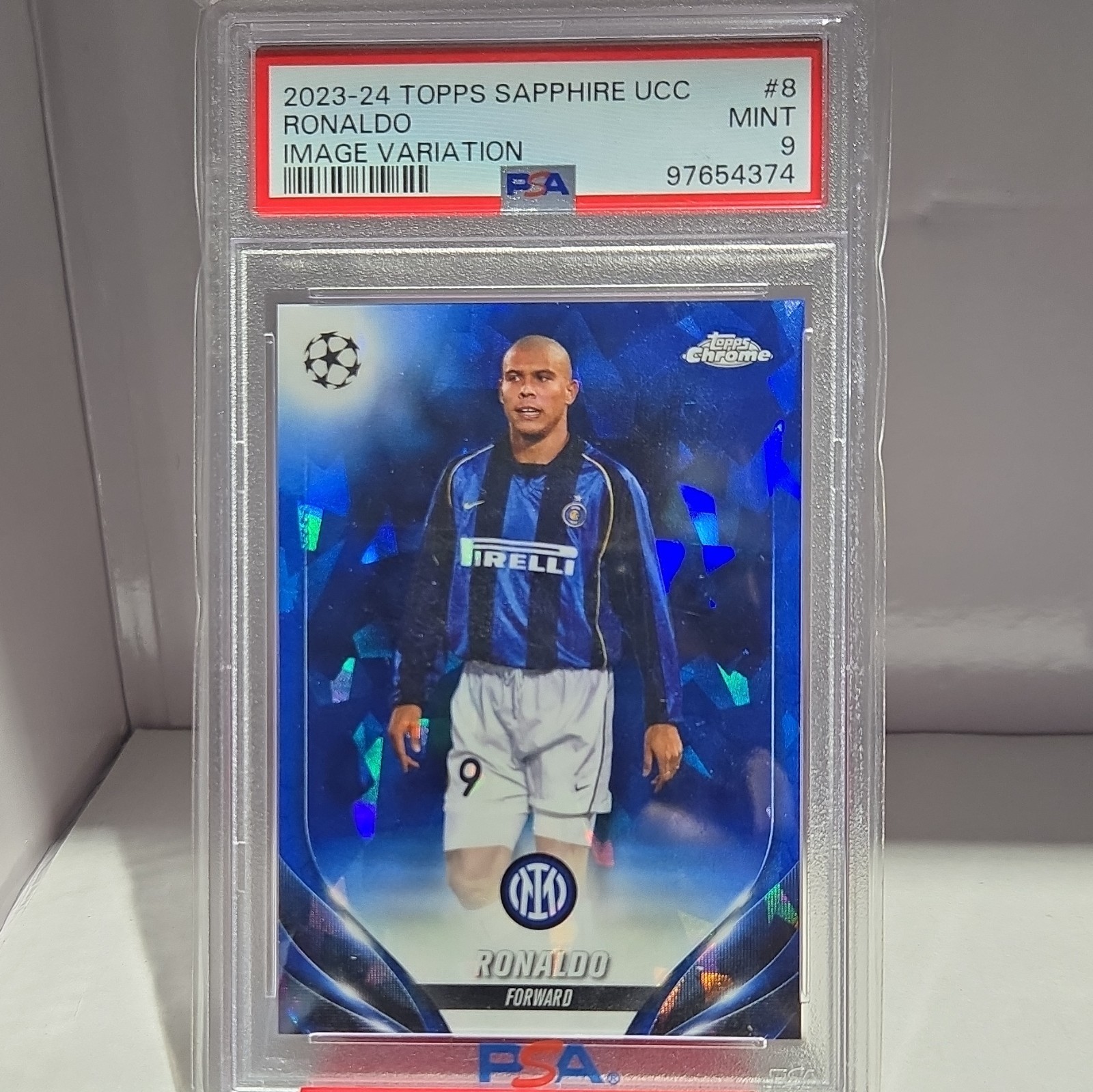 Topps 2023-24 UCC Ronaldo Inter Image Variation #8 PSA 9 view 2